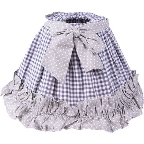 Abat-jour en Tissu Coton et Lin Gris et Blanc Motif Carreaux pour Douille E27 Ø 25 x 16 cm - PANGIVO (1/2)