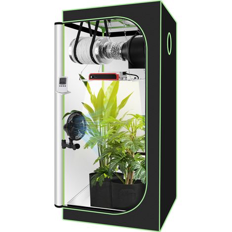 Randaco Growzelt Komplettset 80X80X160cm Indoor Grow Set mit 4" Belüftungssat Grow Tent Kit LED Grow Light Grow Lampe Kohlefilter
