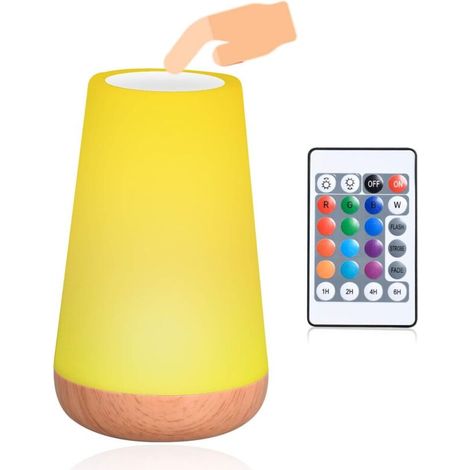LED Night Light, Rechargeable Bedside Night Lamp, Table Lamp with 360° Touch Control, 13 Changing Colors, RGB Dimmable Lamp with Remote Control for Bedroom, Baby Room, Living Room (1/5)