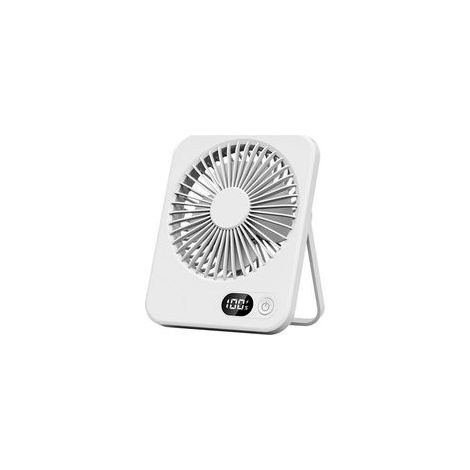 Ventilateur de bureau USB ultra-silencieux - 5 vitesses, écran LCD et design pliable à 180° pour un flux d'air puissant au bureau ou en voyage (Blanc) (1/4)