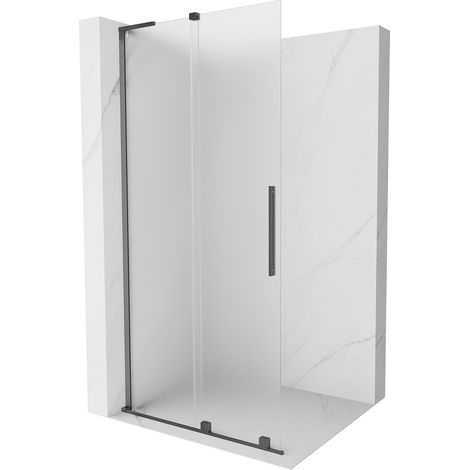 Mexen Velar L Duschwand Schiebetür Walk-In 110 x 200 cm, 8 mm, gun gray gebürstet - 871-110-003-33-66 (1/5)