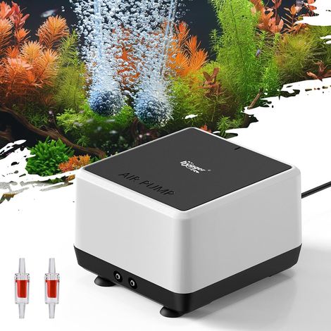 Quiet Aquarium Air Pump, 2 Outputs Fish Tank Air Pump Adjustable Pond Oxygen Pump, Bubble Pump for Fish Tank (1/5)