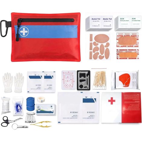 Trousse de Secours, 22,5 X 16 cm Trousse Premier Secours, Mini Trousse de Secours, Trousse de secours Randonnée pour Randonnée, Tourisme Sac à Dos, Cyclisme, Voiture, Voyages Rouge (1/5)