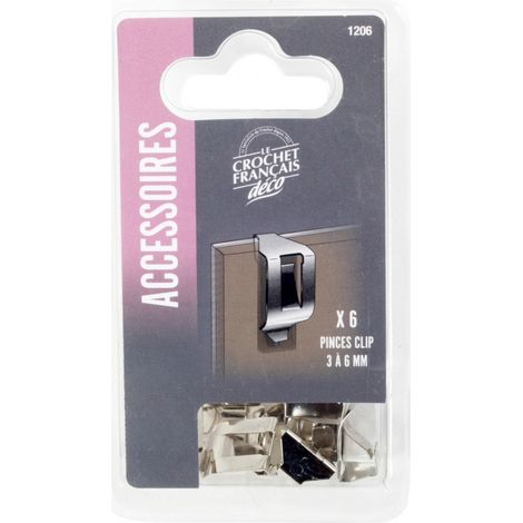 Lot De 6 Pinces Clip 3-6 Mm Pour Sous-Verre Le Crochet Francais L.20 X L.15 Mm