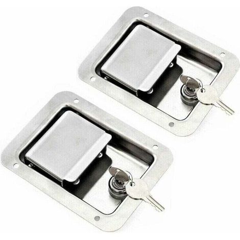 Pack of 2 Stainless Steel Spring Latches – Lock with Key – Flush Single Handle for RV Trailer Door (1/5)