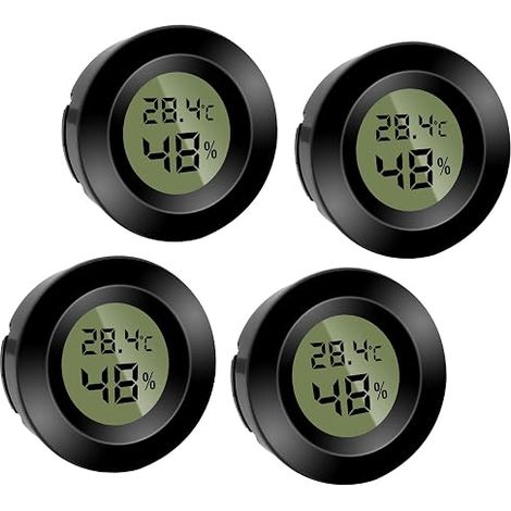 Mini hygromètre thermomètre numérique rond, appareil de mesure de température et d'humidité, hygromètre Celsius(℃) ou Fahrenheit(℉) pour intérieur bureau salon (4PCS) (1/5)