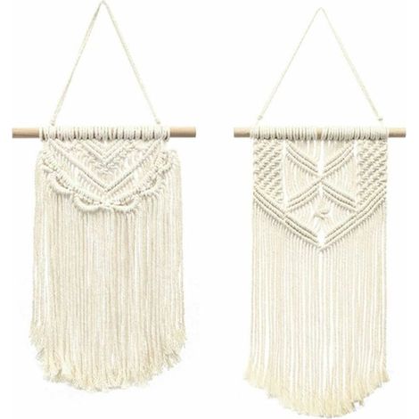 royaluxe- Tapisserie Tissée 2 Pièces Macramé Tapisserie Tenture Murale Décoration Murale pour Salon Chambre Décoration Suspendue Décorative Suspendue (1/4)