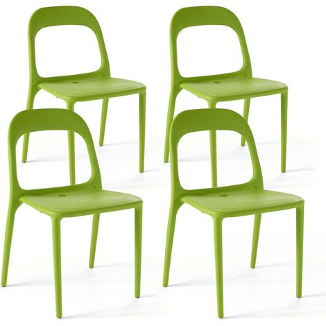 Lot de 4 chaises en plastique vert (1/5)