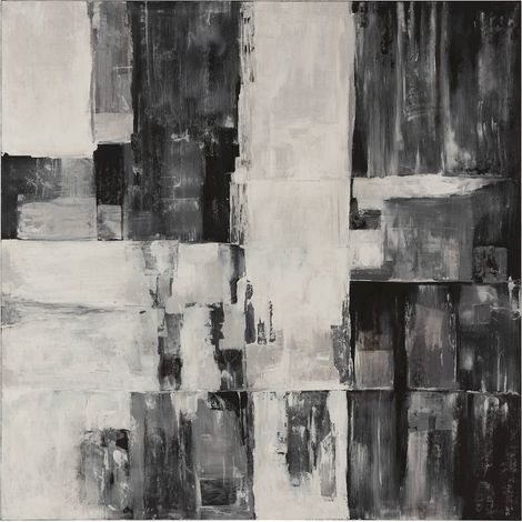 Toile abstraite noir et blanc esprit contemporain décoratif - Noir blanc nuances de gris (1/2)
