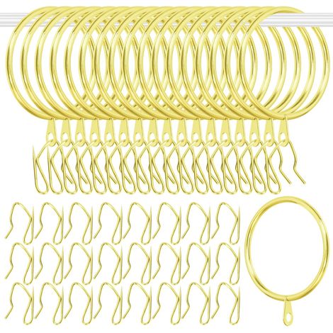 30 Ensembles - Bagues De Rideau - Crochets De Draperie - Acier Inoxydable Résistant À La Rouille Pour Fenêtre Et Douche Or 50x70,7mm (1/5)