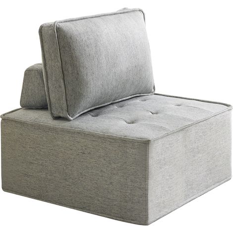 Sillón modular individual de lino gris claro MODENUIT (1/5)