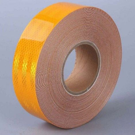 Ruban Réfléchissant - 5 cm x 10 m - Pour Sécurité Routière et Équipement - Jaune - PVC Nid d'Abeille 3D - Auto-Adhésif (1/4)
