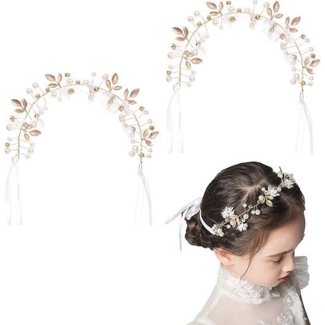 Accesorios para el cabello con guirnalda floral - Conjunto de dos piezas de diadema y accesorios para el cabello para bodas
