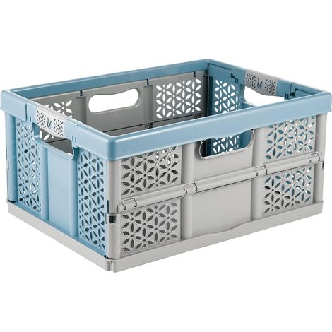 keeeper Robusta Cassetta Pieghevole con Impugnature Soft-Touch, 48,5 x 35 x 23,5 cm, 32 L, Lea, Nordic Blue (Blu) (1/4)