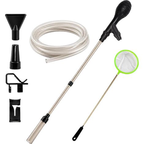 Aspirateur Aquarium Nettoyage Comprend 1 Filet Sable Aquarium Conception Anti Aspiration Tuyau Aspiration Pompe 2M pour Gravel Changements D'eau, Lavage Sable Nettoyage Général Filtration (1/5)