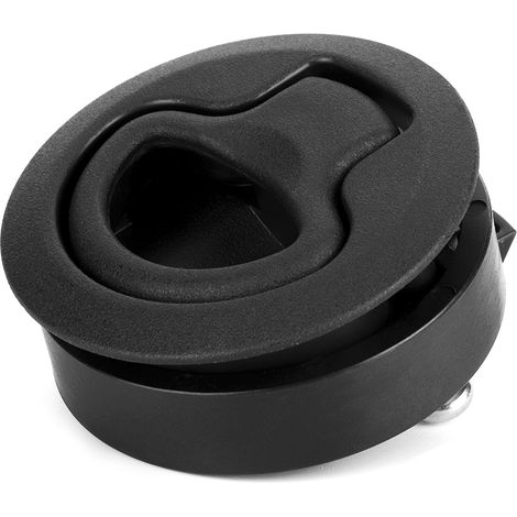 Loquet encastré rond noir en plastique Ø 2-2/5in pour trou 2in, poignée trappe pont bateau, accessoire quincaillerie nautique pratique + accessoire montage (1/5)