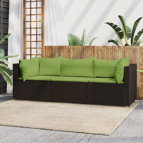 3 pcs Salon de jardin Salon d'extérieur Ensemble Meuble de Jardin Mobilier d'Extérieur avec coussins marron résine tressée XFNRX977302 (1/5)