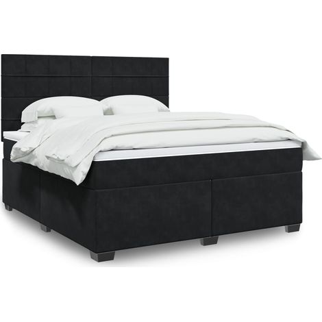 Boxspringbett mit Matratze Schwarz 180x200 cm Samt