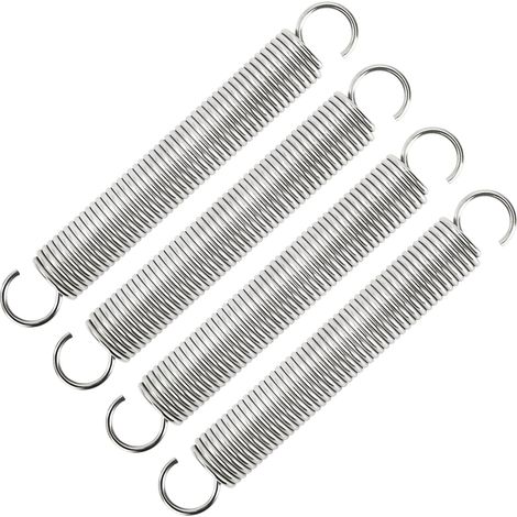 4 Pièces - Ressort De Traction - Ressort En Acier Inoxydable - Double Crochet Pour Fixation + Haute Résistance 6kg + Surface Polie Pour Bricolage Et Industrie - Argent - 1,6x14x100cm (1/5)