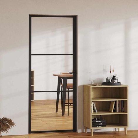 vidaXL Portes intérieures 83 x 201,5 cm Aluminium Noir et Transparent (1/5)