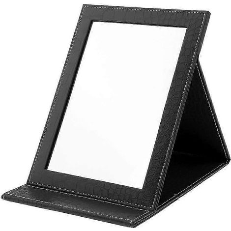 Schminkspiegel aus PU-Leder, faltbar, tragbar, rosa-Black (1/5)