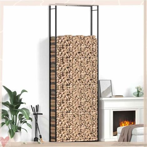 350312 Portant de bois de chauffage Noir mat 110x28x312 cm Acier (1/5)