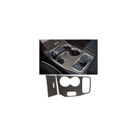 Geeignet für schwarze Mittelkonsolenverkleidung aus echtem Carbon, kompatibel mit dem Interieurzubehör des Jeep Grand Cherokee (2014-2015).