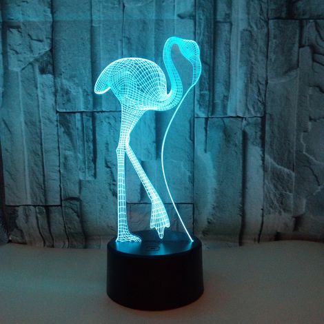Veilleuse LED 3D, forme flamant rose, 16 couleurs, alimentation USB, télécommande, application domestique polyvalente dans différents espaces.-AquaForge (1/5)