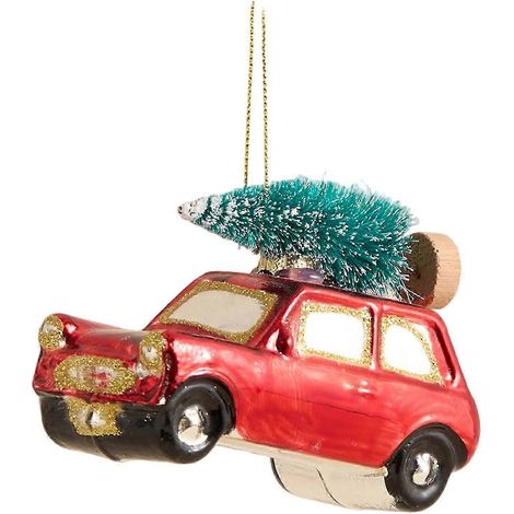 (Arbre de remorquage) Ornement de Noël portable en verre artistique avec peinture résistante et facile à utiliser, multicolore, idéal pour la décoration de Noël et de la maison. (1/5)