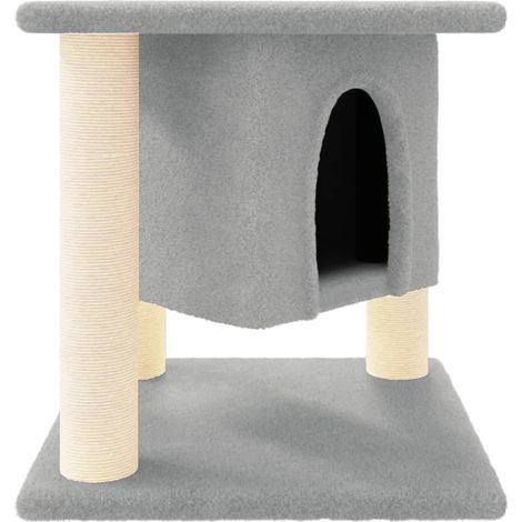 Árbol para gatos mueble torre trepar juguete rascador plataforma con postes de sisal claro 37 cm gris 020022605 (1/5)