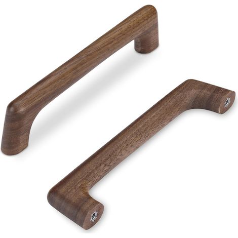 Deux poignées de meubles en bois, poignées d'armoire, entraxe des trous 96 mm, longueur 115 mm. (1/5)