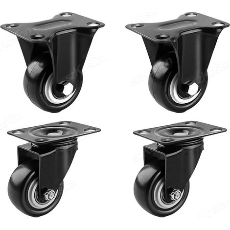 Roulettes robustes pour meubles, en polypropylène avec roulettes pivotantes à 360°, roulettes industrielles avec frein, 1,5/2 pouce (1/5)