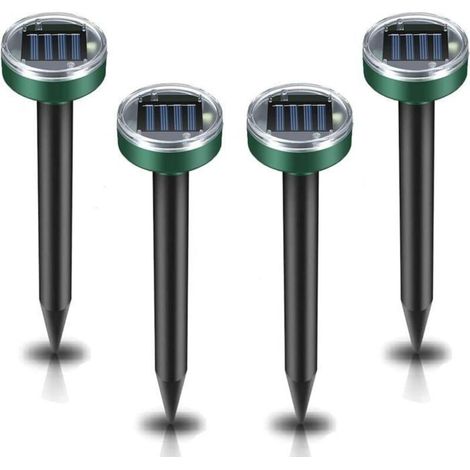 4 Packs Solar-Powered Professional Mole Repellent, Ultrasonic Mole Deterrent, Solar-Energized Mole Repeller