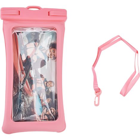 TPU Universal Floating Waterproof Phone Bag Pouch Cover with Lanyard for Below 7.2‑inch PhonePink (1/5)