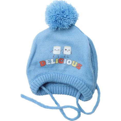 Cappello Delicious Azzurro M: Cappello per cani Delicious colore Azzurro con pompon e cordini
