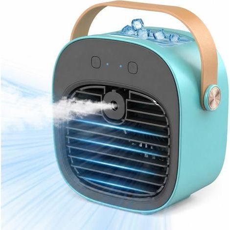 Climatiseur Portable - Mini Climatiseur Rechargeable 4000 MAh Avec 3 Vitesses, Autonomie De 5 À 10 Heures - Bleu (1/5)