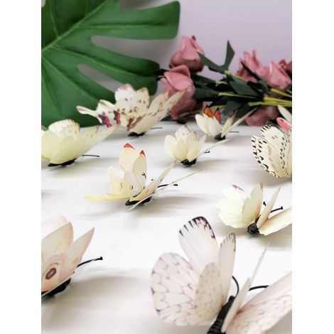 Autocollants muraux papillon 3D double couche (12 pièces), décor pour maison, papillons pour mariage, autocollants magnétiques pour frigo, décalcomanies murales vinyle pour décoration intérieure (1/4)