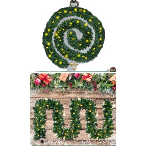 Guirnaldas navideñas de 10 metros de largo, con diseño de piñas y bayas, 10M 100 LEDs (1/2)