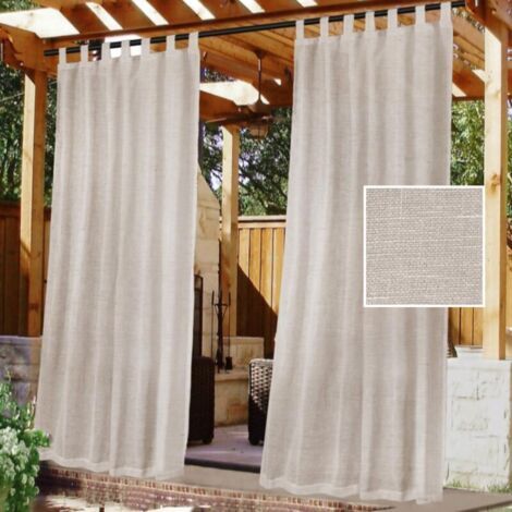 Rideaux transparents en lin pour terrasse, imperméables, séparateurs d'intimité, filtrent la lumière, décor de porche avec attaches autocollantes amovibles pour tonnelle, lot de 2, 132 x 241 cm (1/5)