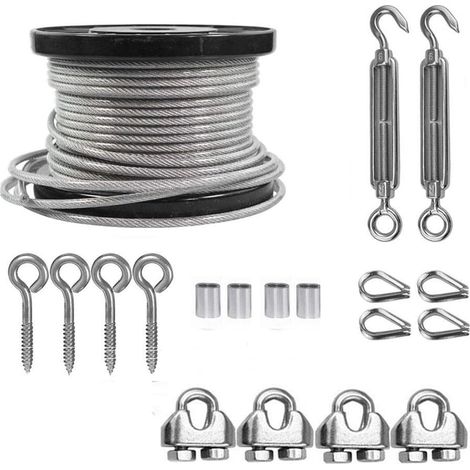 Tensioner Cable, Light Suspension Kit, M6 Wire Tension Kit with 5 mm PVC Coated Cable, for Bodyguard Kit, Clothesline, Climbing Plants (1/5)