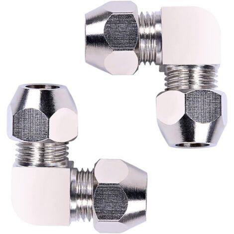 2 Pièces 6 MM Raccord de Tuyau à Virole de Compression, Argent Angle Droit Tuyau Pneumatique Raccord (1/5)