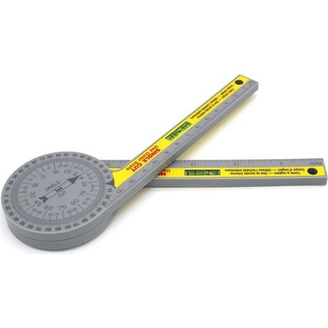 AIDUCHO Rapporteur de scie à Onglet, 360 degrés, règle d'angle de Rotation en Plastique, Outil de Mesure de jauge d'angle de Haute précision, 7 pouces (Double Bulle) (1/5)