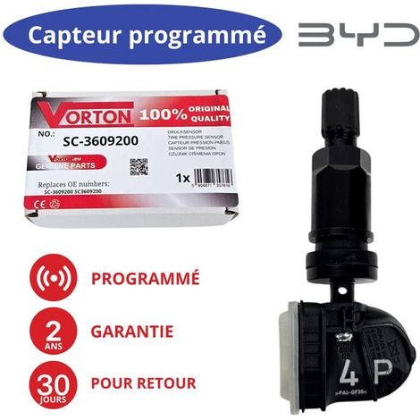 Sensore TPMS - SC-3609200 (SC3609200) - 433 MHz - Preprogrammato BYD - Nero