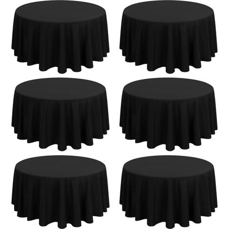 Nappe ronde 275 cm Noir, lot de 6, Polyester, facile d'entretien
