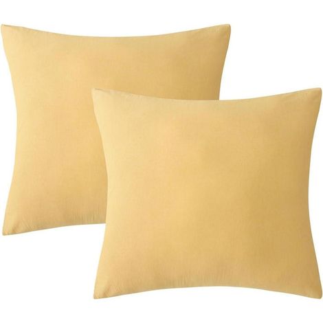 Kissenbezug Baumwolle Reissverschluss Stonewash Gelb 2tlg. 8080cm (1/5)