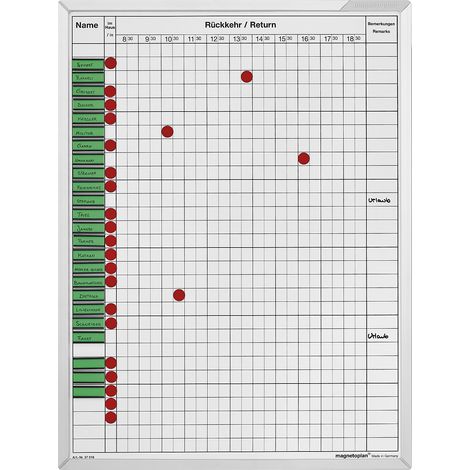 magnetoplan® Kit tableau de planning - l x h 450 x 600 mm - pour 30 employés (1/2)