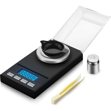 Balance numérique de précision 50 g/0,001 g, balance microgramme, balance électronique, balance milligramme 11,5 x 6,5 x 1,7 cm-AquaForge