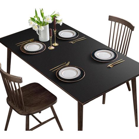 Tischdecke Lederoptik 70x70cm Schwarz wasserdicht & rutschfest