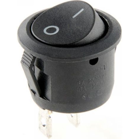 Lot de 5 interrupteurs à bascule ronds - 6 A 250V- Noir (1/3)