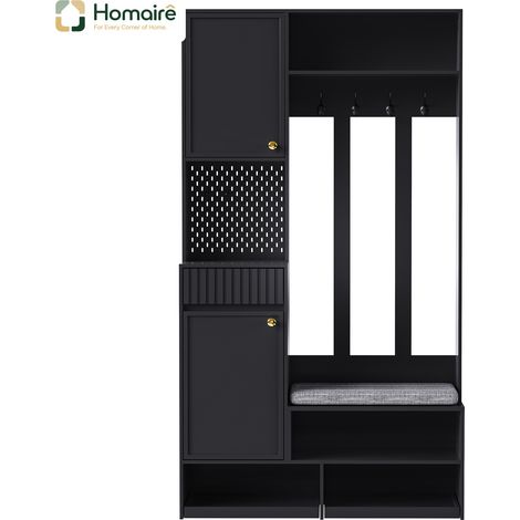 Meuble de rangement noir en mdf 100 x 35 x 180 cm HOMAIRE (1/5)